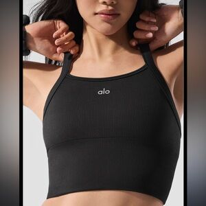 Alo Seamless Favorite Bra Tank Ribbed Crop Top (DARK GREEN) 🧘🏼‍♀️🤸🏼‍♂️